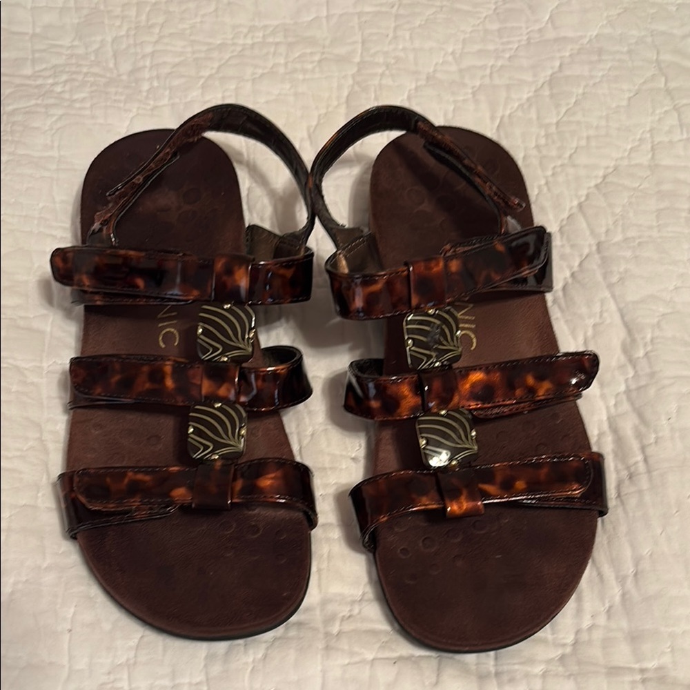 Vionic Brown Gladiator Sandals with Velcro closure